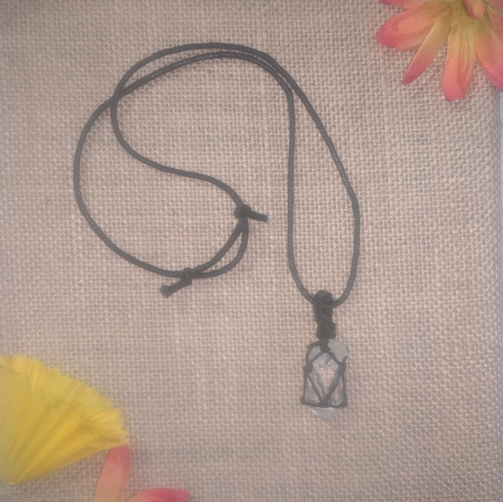 Clear quartz crystal adjustable necklace